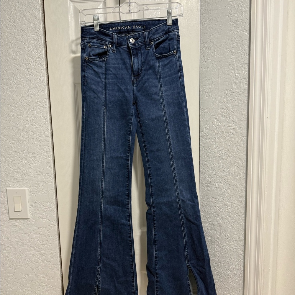 American Eagle Outfitters Dark Blue Festival Flare Jeans